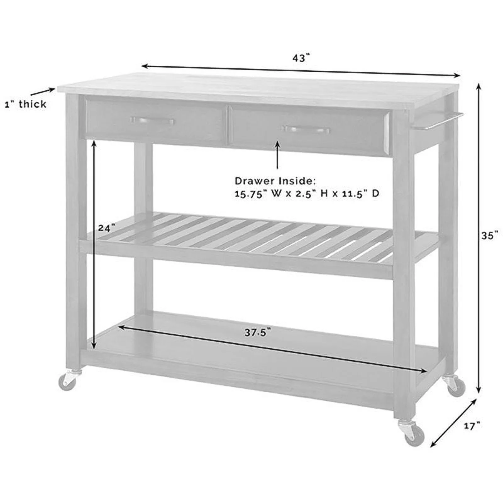 Bowery Hill 2-Drawer Wood Kitchen Cart Island in White/Natural