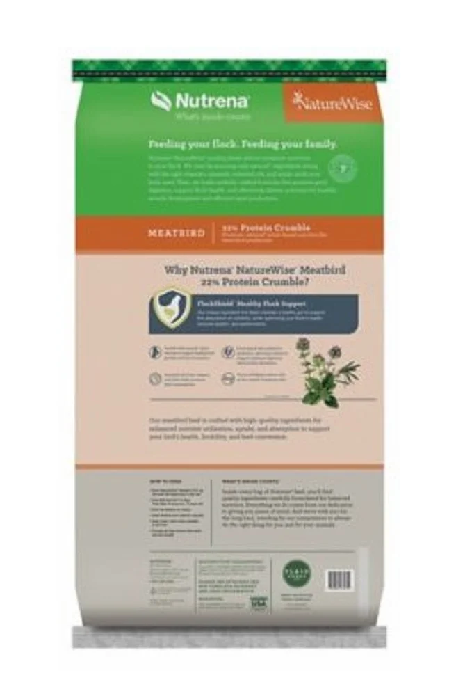 Nutrena 91585-40 NatureWise Meatbird Poultry Feed Crumbles in 40 Pounds Package