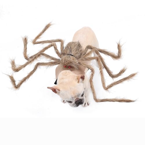 Dog Clothes Halloween Spider Costume for Dog Cat with Adjustable Fasteners Cute Crawling Pets Clothes for Small and Midum Dogs and Cats Puppy Party Cosplay Outfits,Brown,M