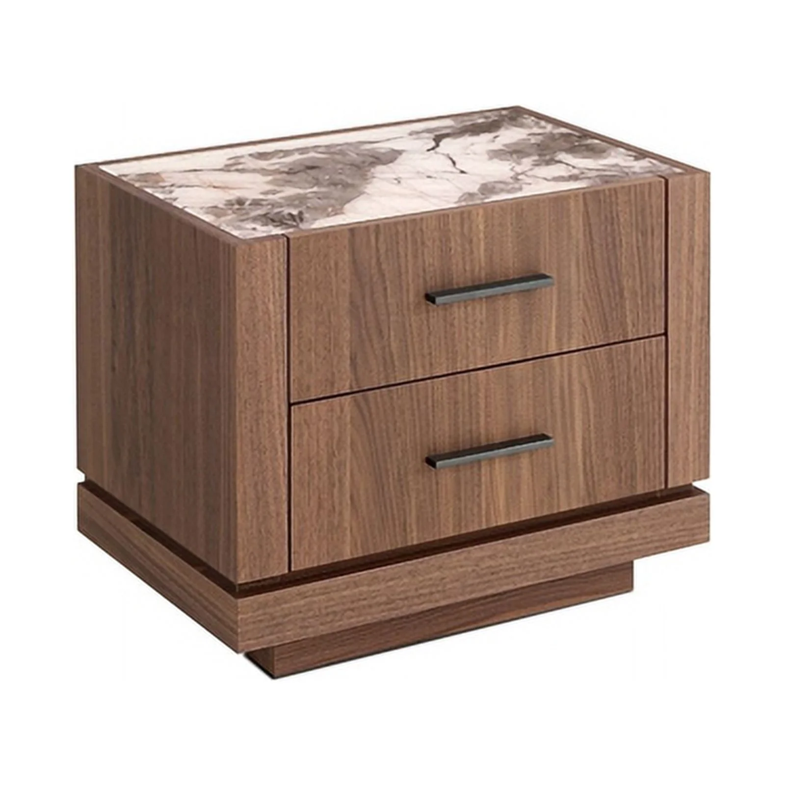 Modrest Nova Domus Bailey 2-Drawer Engineered Wood Nightstand in Walnut