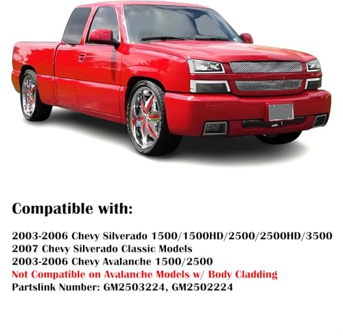 Headlights Assembly w/LED DRL compatible with 2003-2006 Chevy Silverado 1500 2500 3500, 03-06 Avalanche (No Cladding only), Headlamp w/Sequential Tun Signal