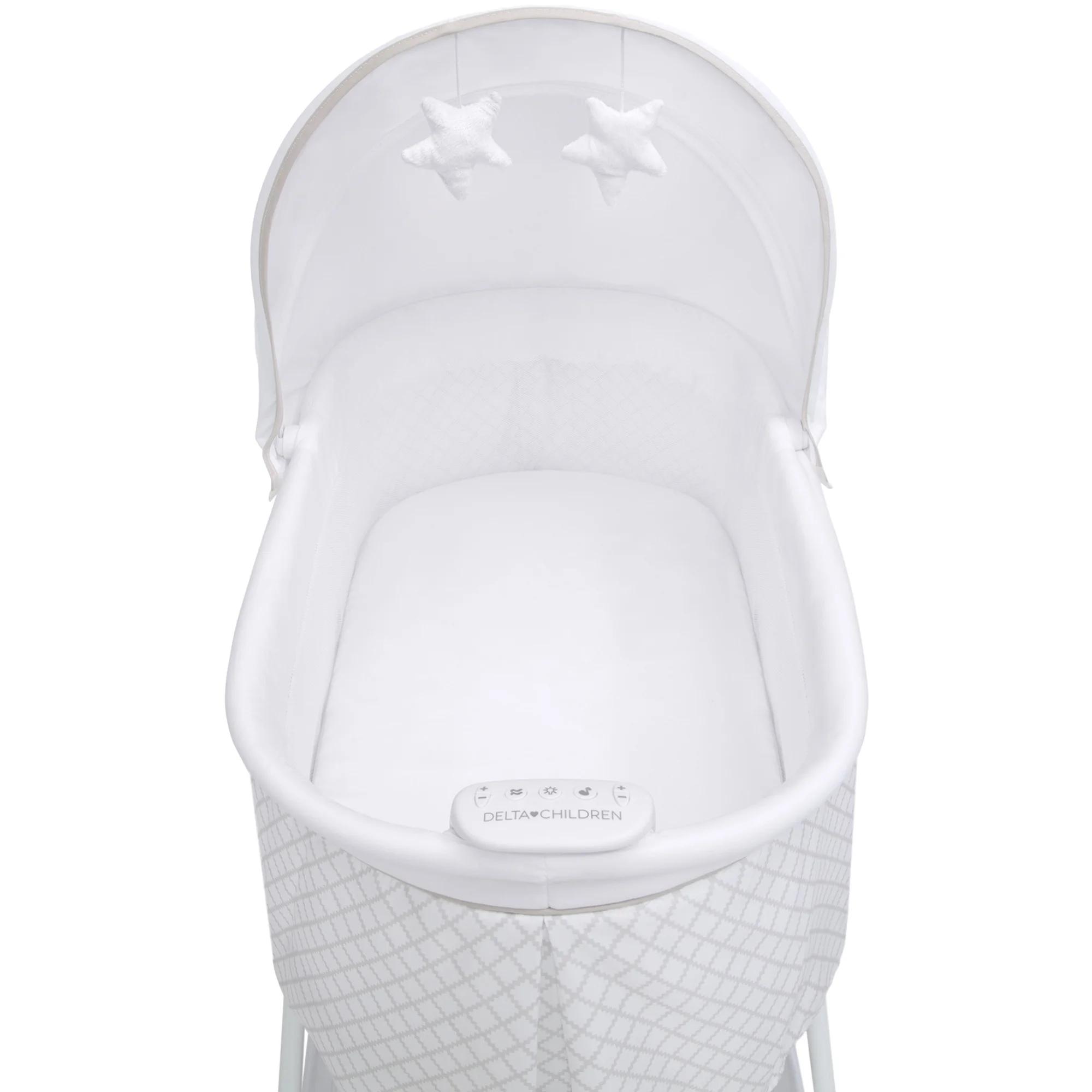 Delta Children Deluxe Soothing Dreams Bassinet, Grey Lattice