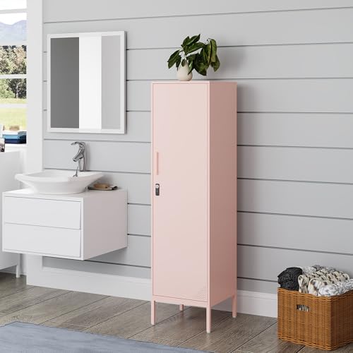 Metal Locker, Storage Cabinet with Digital Lock, Steel File Cabinet with 3 Adjustable Shelves for School, Living Room, Bedroom, Office (Green)