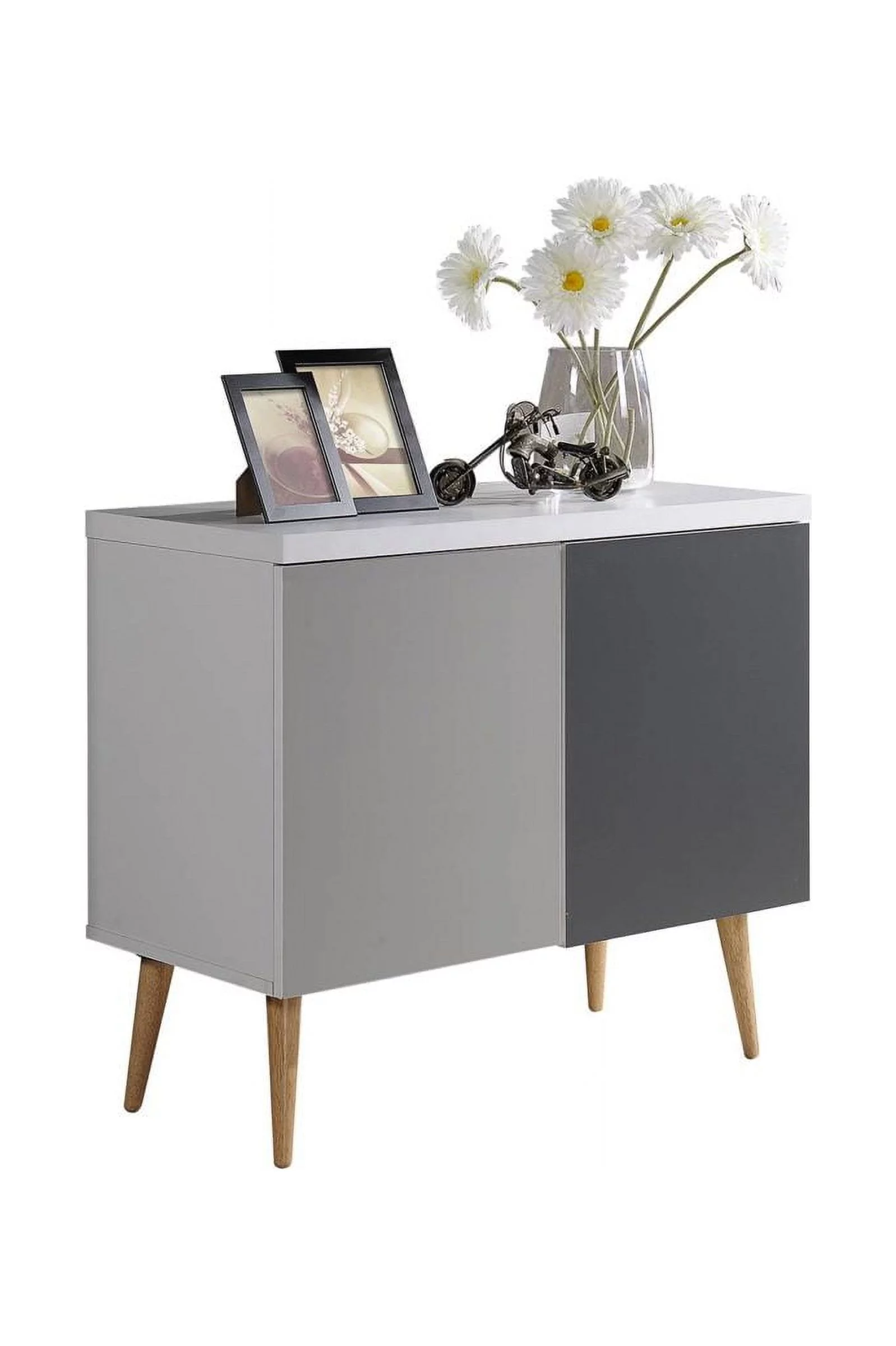 Hodedah Entry Way Accent Table in White-Grey