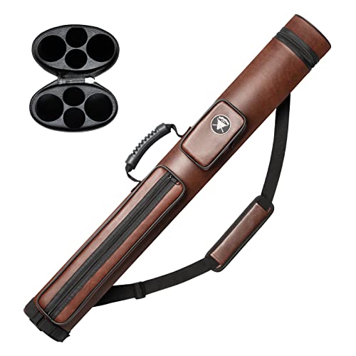Adhafera Pool Cue Case, 2 X 2 Hard Pool Stick Case, Made of Faux Leather Billiards Accessories