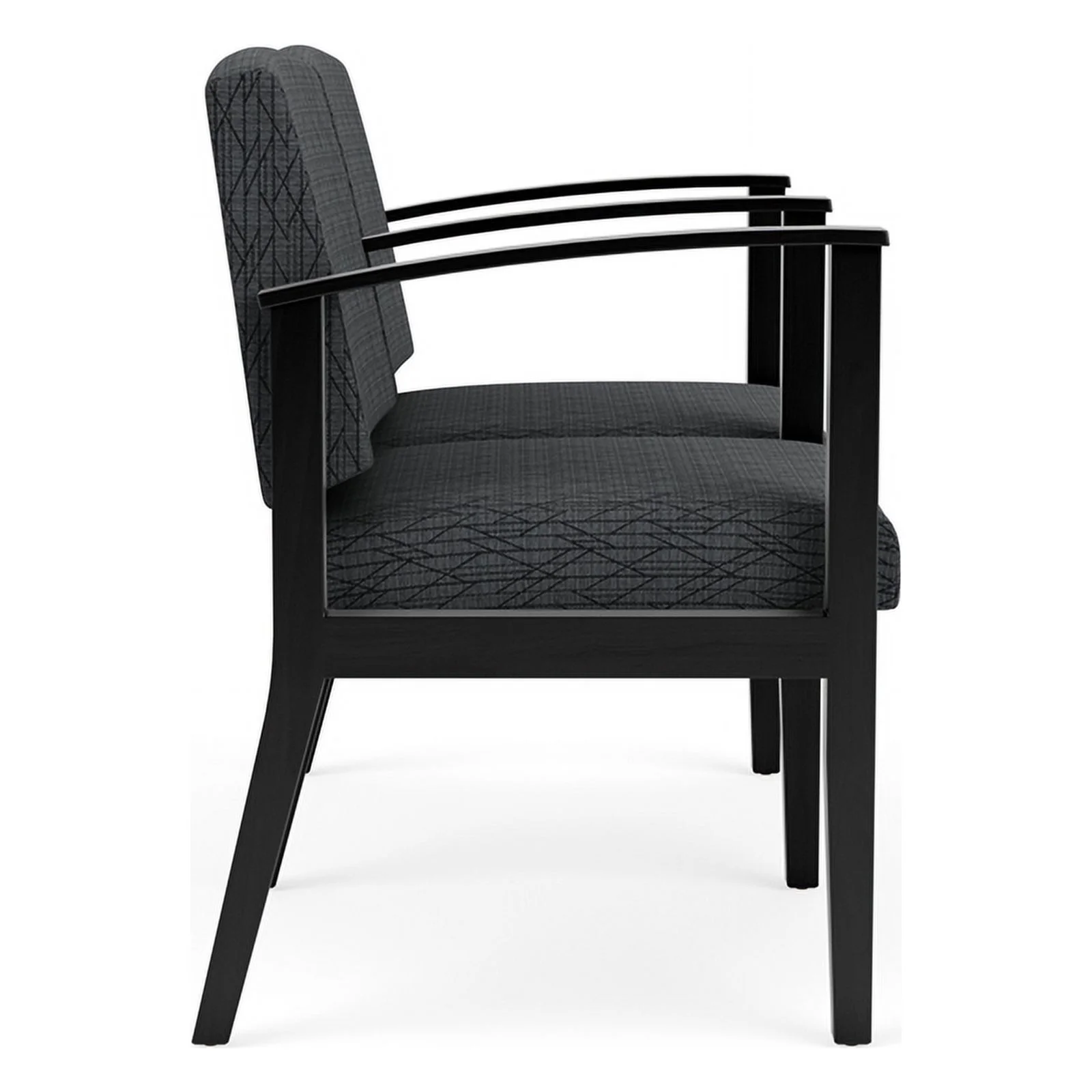 Lesro Amherst Wood Reception 2 Seat Tandem Seating in Black/Adler Black