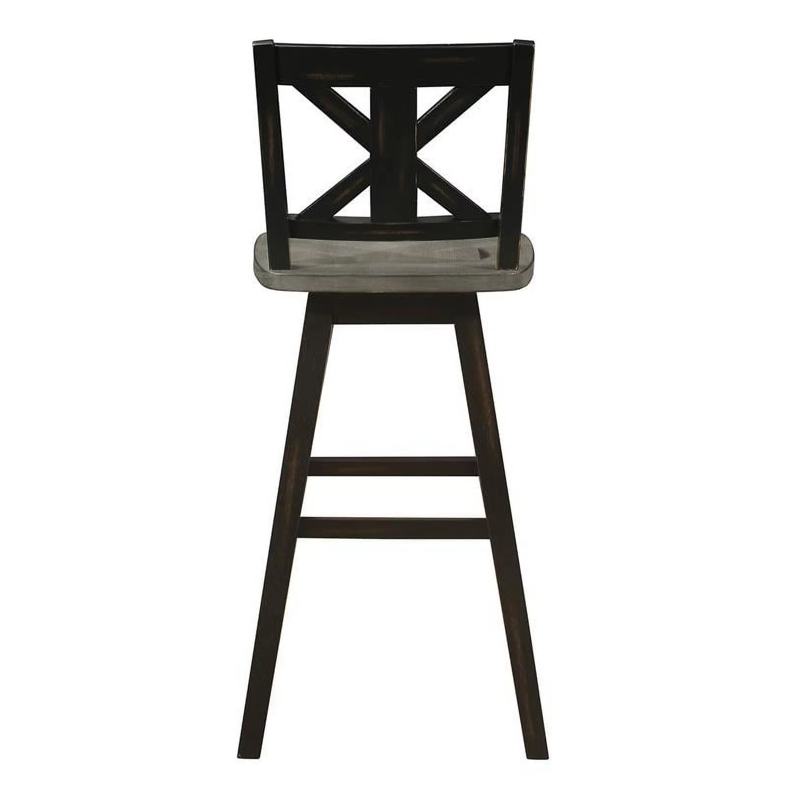 Pemberly Row Cross Back Bar Height Dining Swivel Chair in Black (Set of 2)