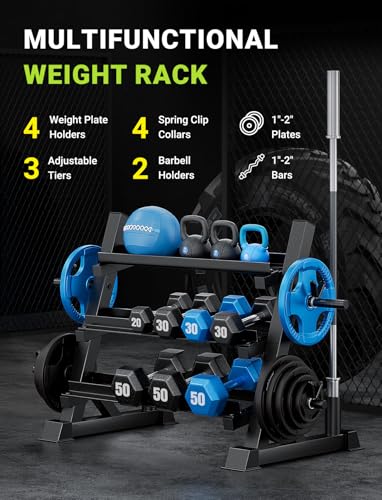 YOLEO Dumbbell Rack - 3 Tier & 5 Tier Compact Weight Rack for Dumbbell, Kettlebell, Barbell, Heavy Duty Weight Storage Organizer, Space-Saving Dumbbell Storage Stand Holder for Home Gym - 1100LBS Capacity (Rack Only)