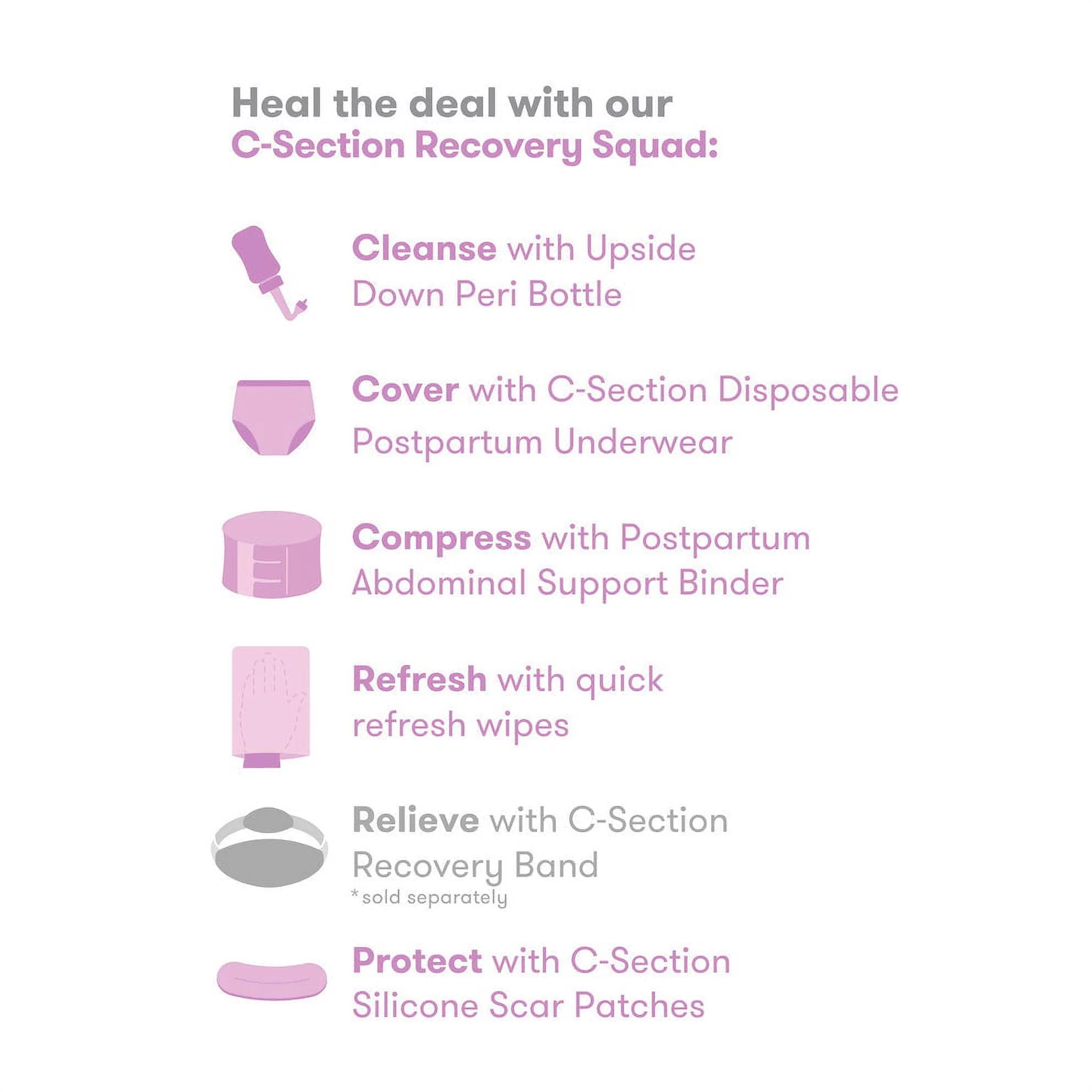 Frida Mom Postpartum C-Section Recovery Care Kit with Peri Bottle and Disposable Underwear for Women, One Size