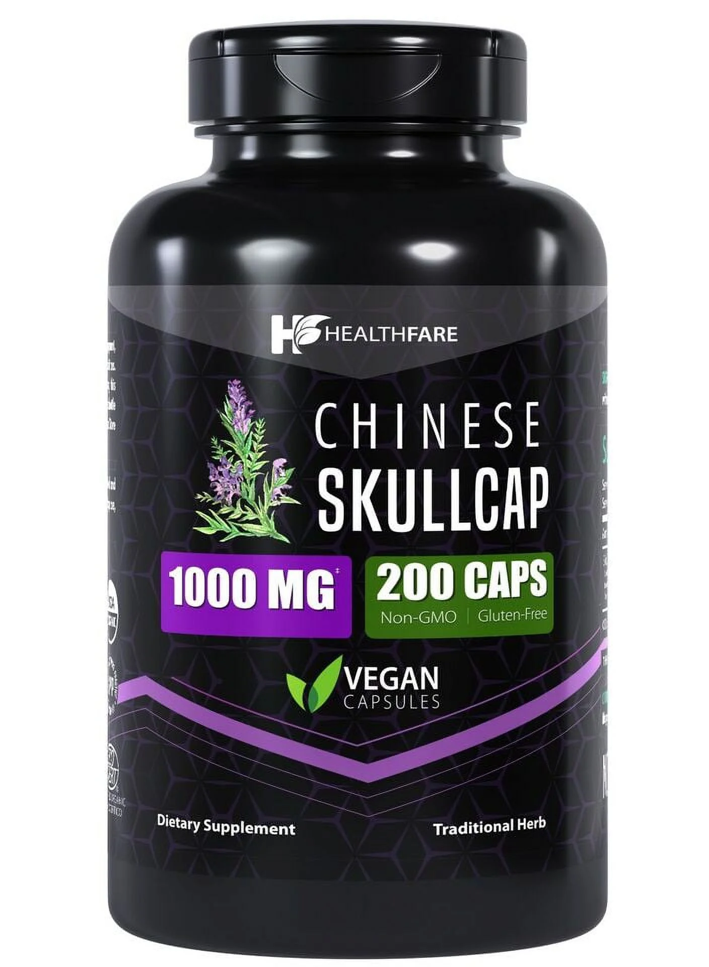 Healthfare Skullcap Capsules 1000mg Support Overall Health 200 Count