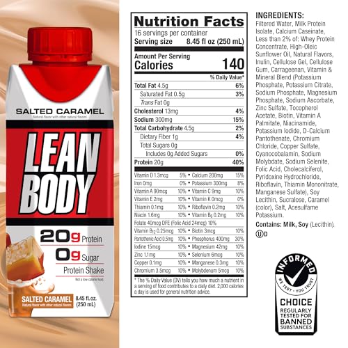 Labrada Lean Body Ready-to-Drink Strawberry Protein Shake, 40g Protein, Whey Blend, 0 Sugar, Gluten Free, 22 Vitamins & Minerals, 17 Ounce (Recyclable Carton & Lid - Pack of 12) LABRADA