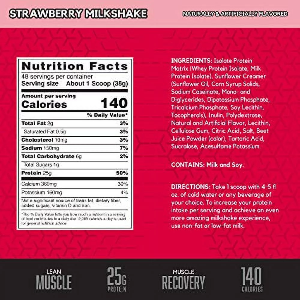 BSN Syntha-6 Isolate, Protein Powder Drink Mix, Strawberry Milkshake, 4.02 lbs (1.82 kg)