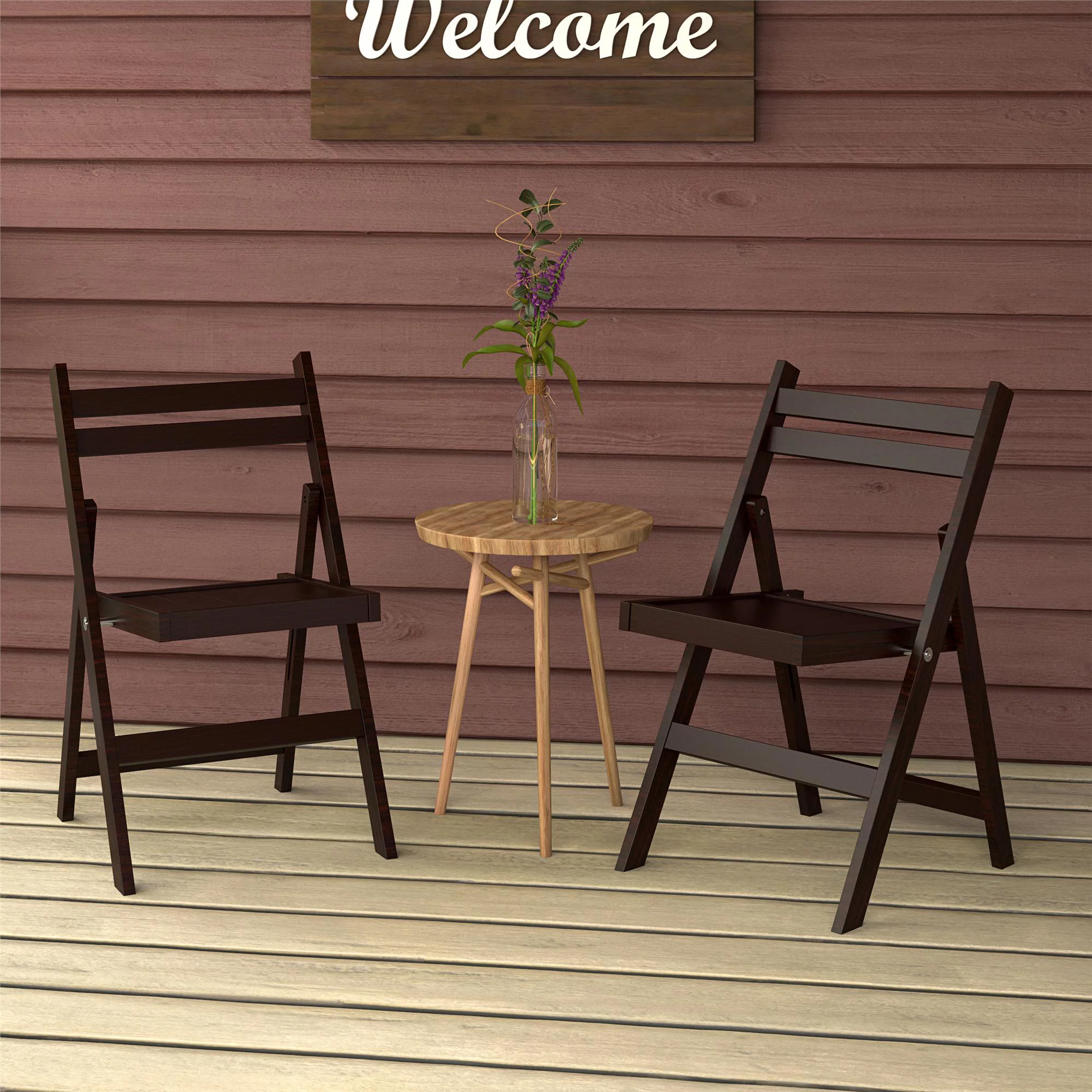 COSCO XL Folding Wood Chair, Dark Mahogany, 2-Pack