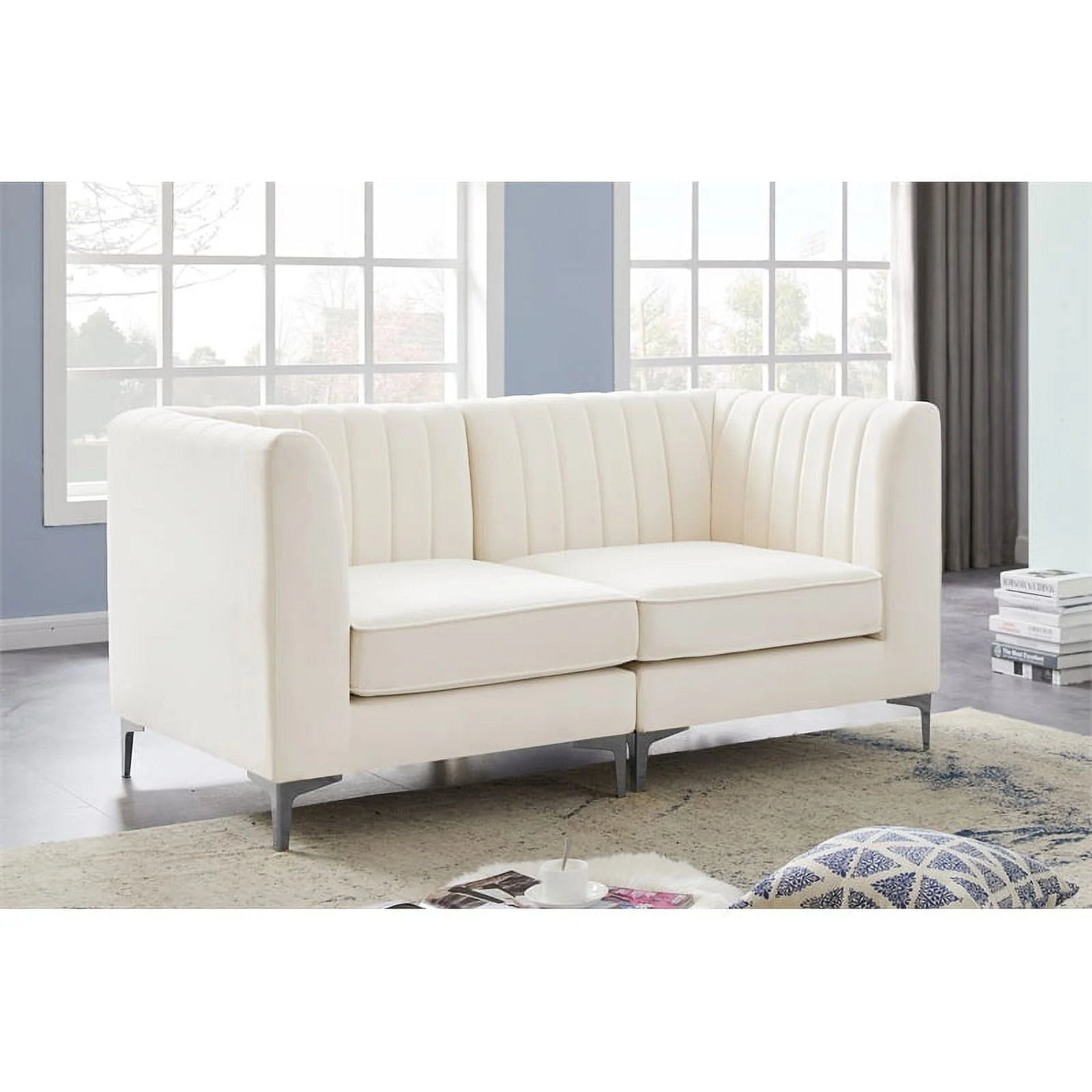 Meridian Furniture Alina Cream Velvet Modular Sofa