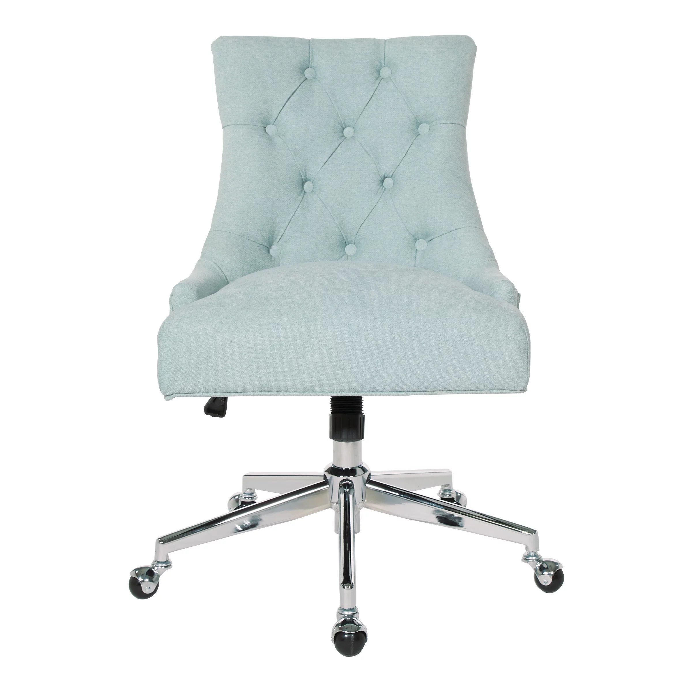 Amelia Office Chair in Mint Blue Fabric with Chrome Base