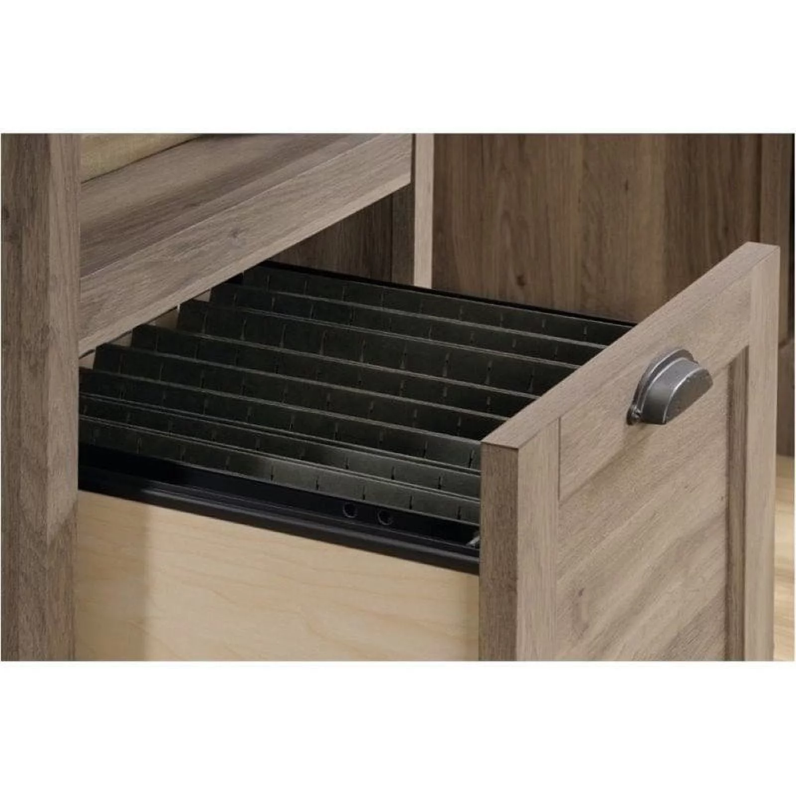 Bowery Hill Traditional Wood Executive Desk with File Drawer in Salt Oak