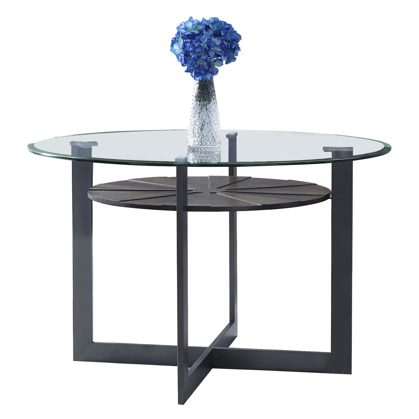 Olson Medium Brown Metal Base Dining Table