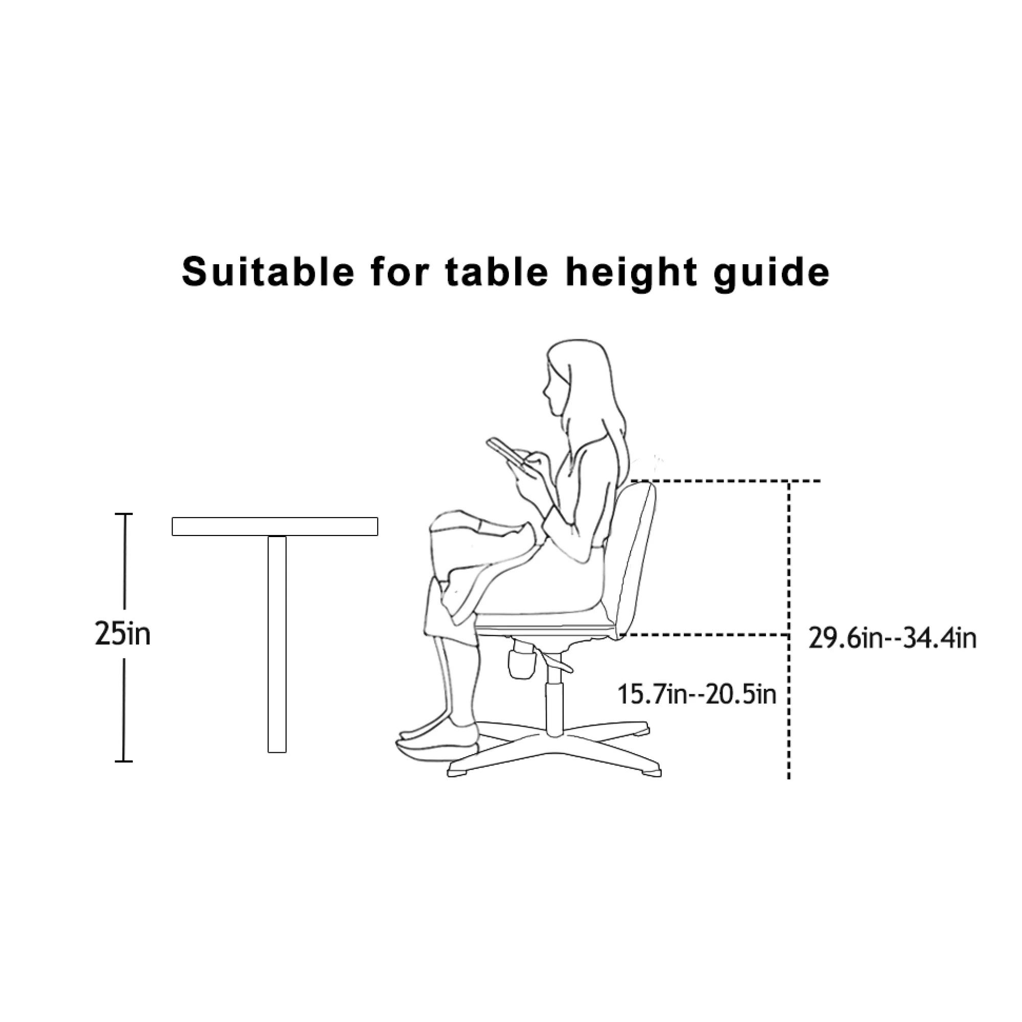Adjustable Swivel Home Office Computer Chair with Cushion & Black Foot - No Wheels