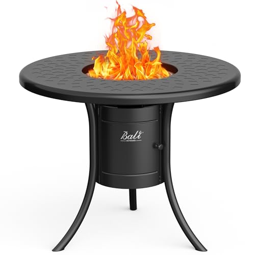 BALI OUTDOORS Dual 1-Pound Propane Fire Pit Outside, 26 inch Outdoor Fire Pit Black, Round Firepit Table for Outside Patio