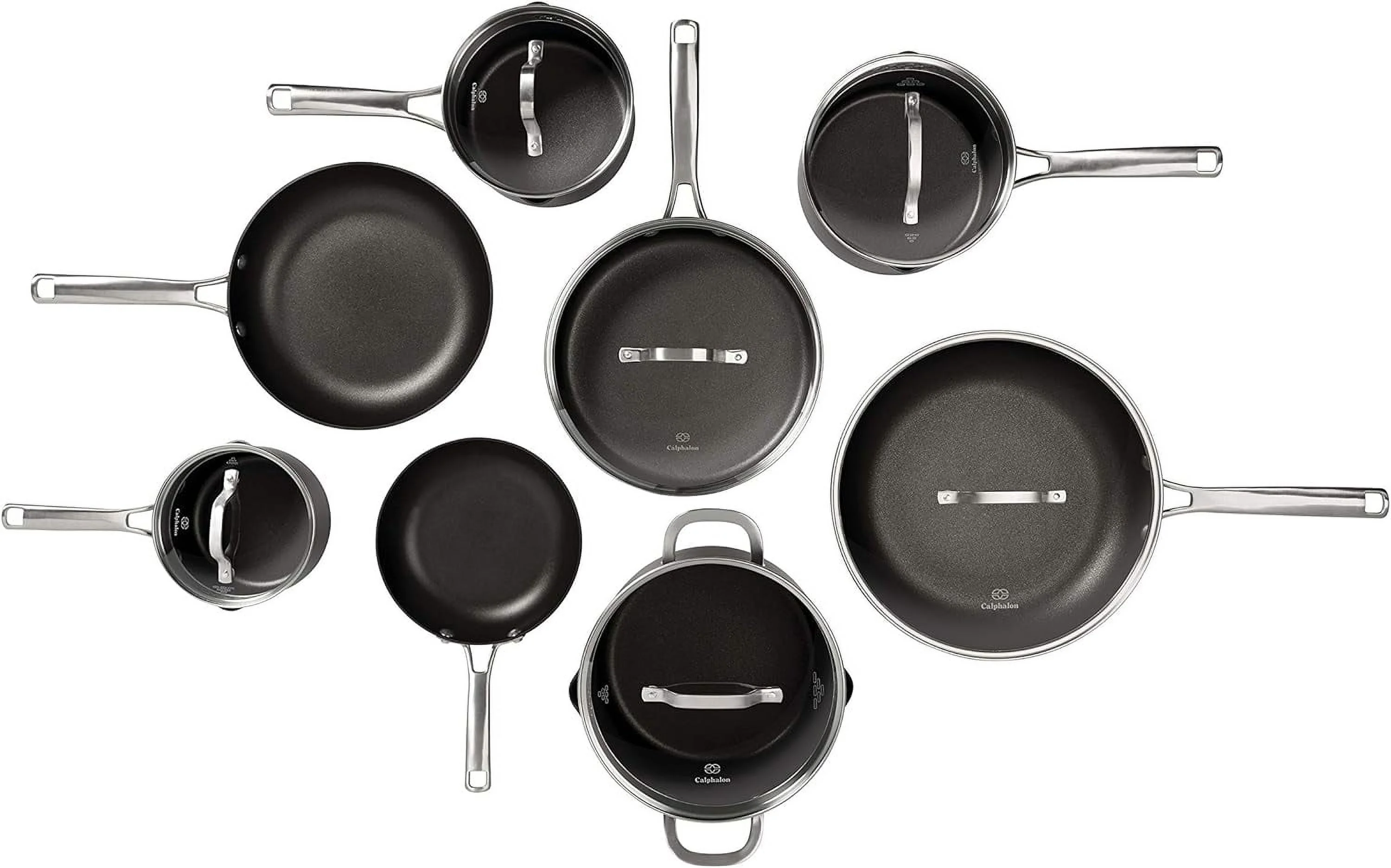 Classic Nonstick Hard-Anodized 14-Piece Cookware Set, Grey
