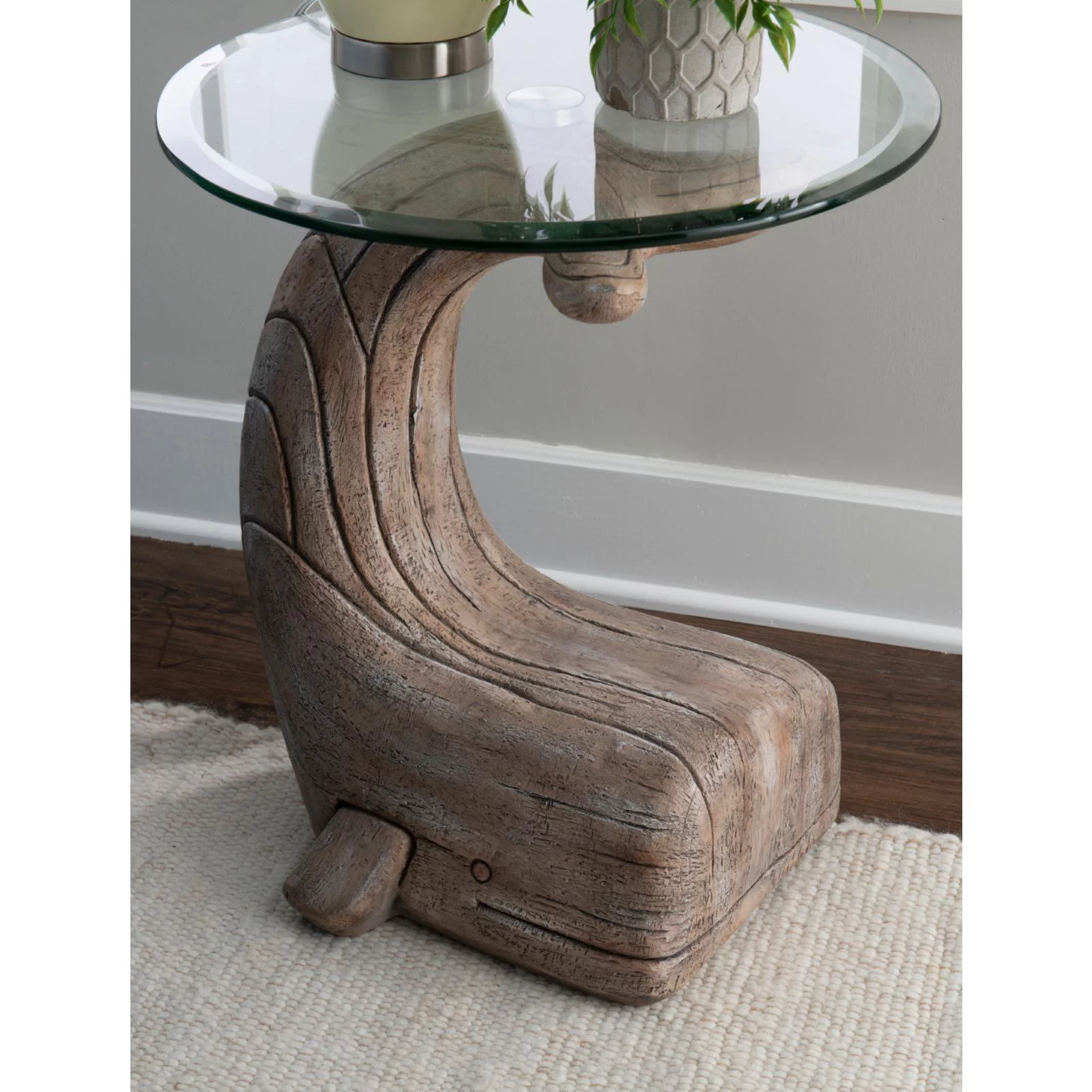 Powell Moby Whale Side Table - Distressed Natural Driftwood