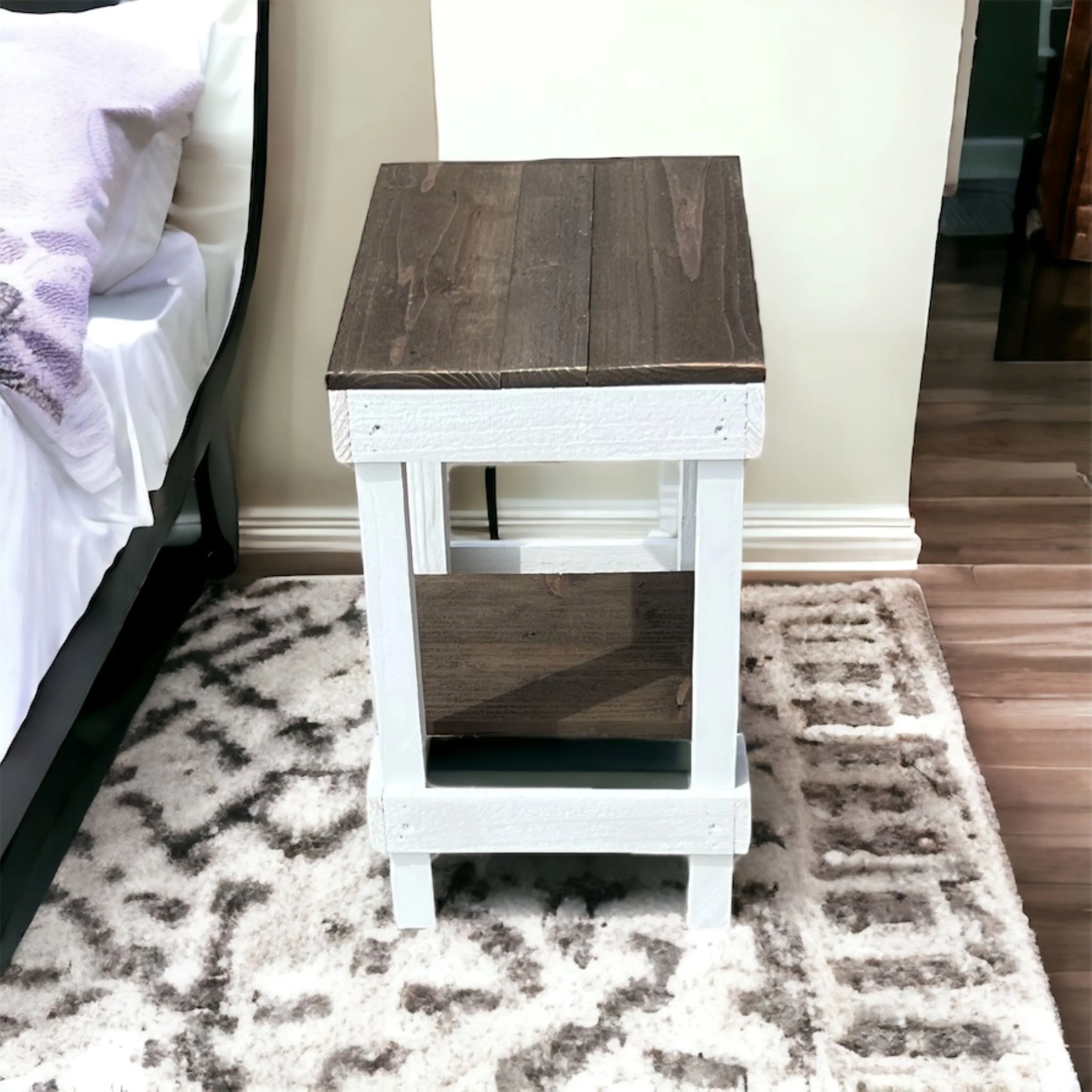 Woven Paths Reclaimed Wood Slim End Table, Dark Walnut/White 22.75 in H x 14 in D x 19 in W