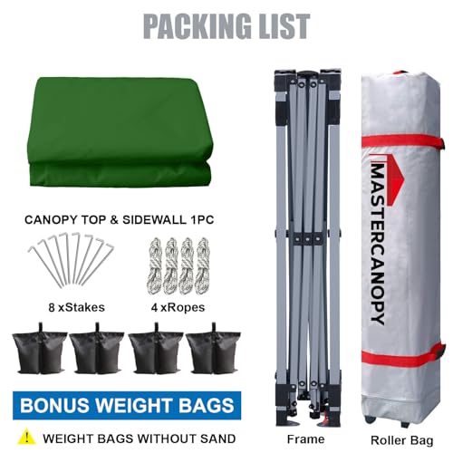 MASTERCANOPY Durable Pop-up Canopy Tent with 1 Sidewall (10'x10',White)