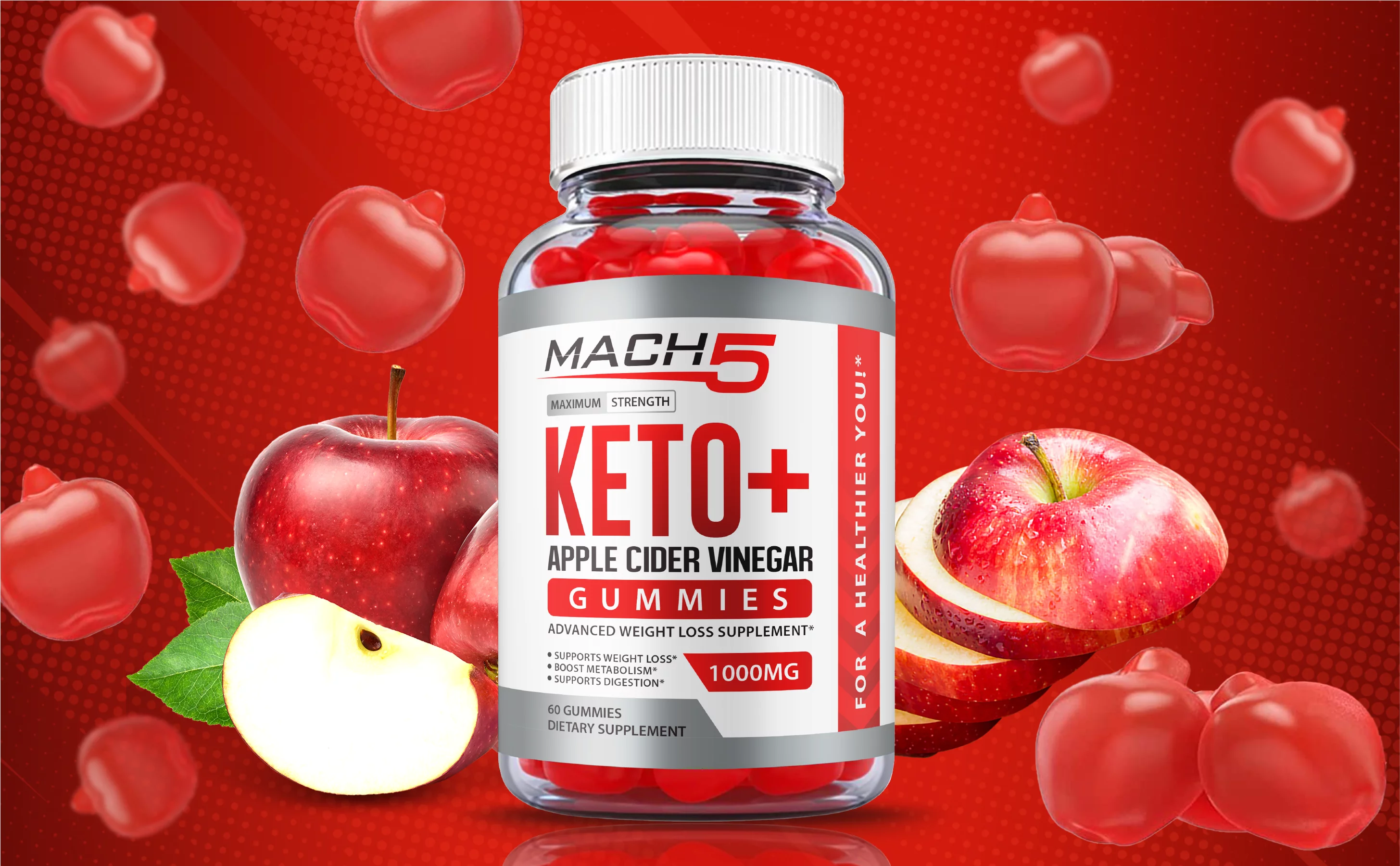 (2 Pack) Mach5 ACV Keto Gummies Apple Cider Vinegar Vegan 120 Gummies