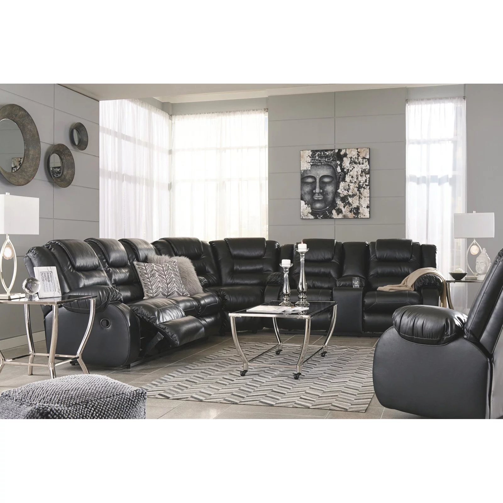 Signature Design by Ashley Vacherie Reclining Loveseat with Console in Chocolate