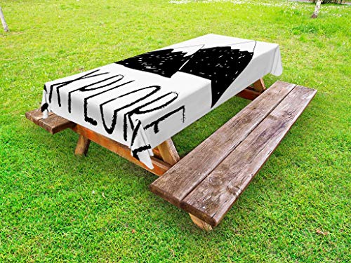 Ambesonne Spider Web Outdoor Tablecloth, Gothic Elements Creepy Scary Dangerous Spider Sticky Catch, Decorative Washable Picnic Table Cloth, 58