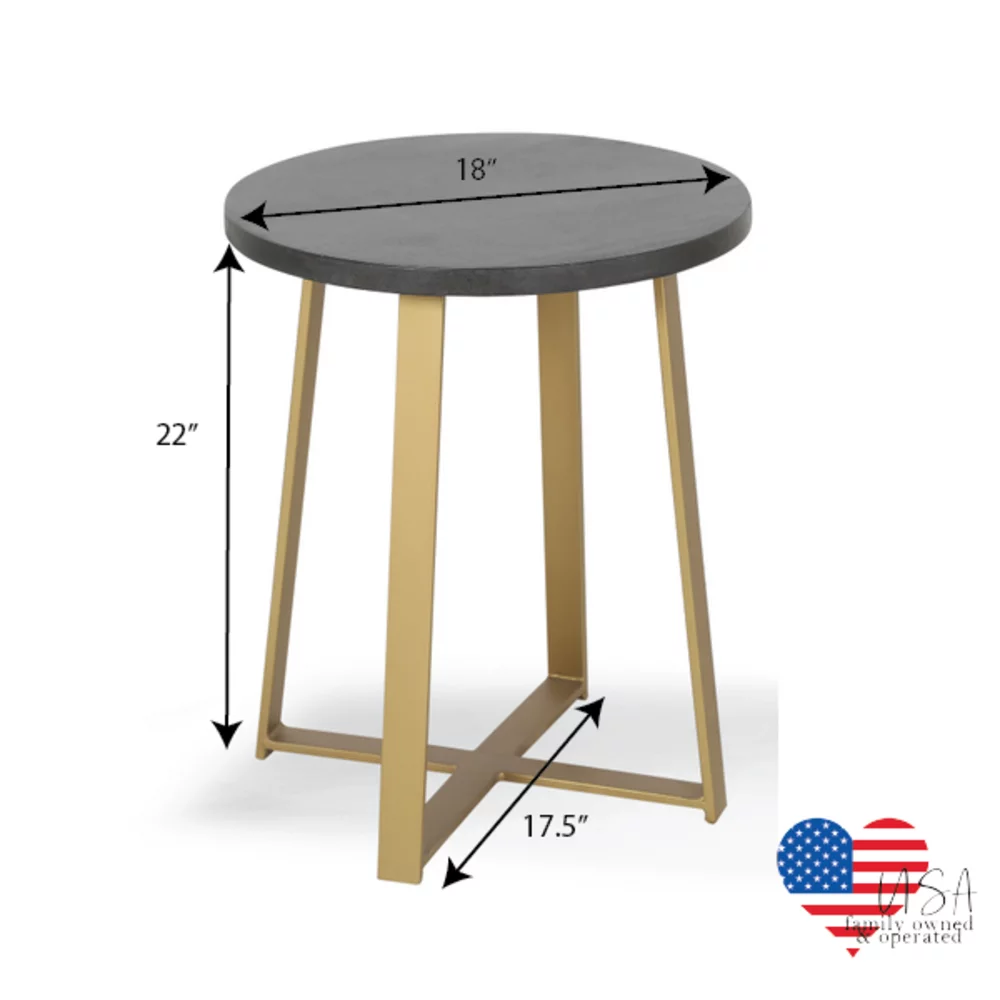 Posh Pollen Ross Black Wood Round Side Table, Black