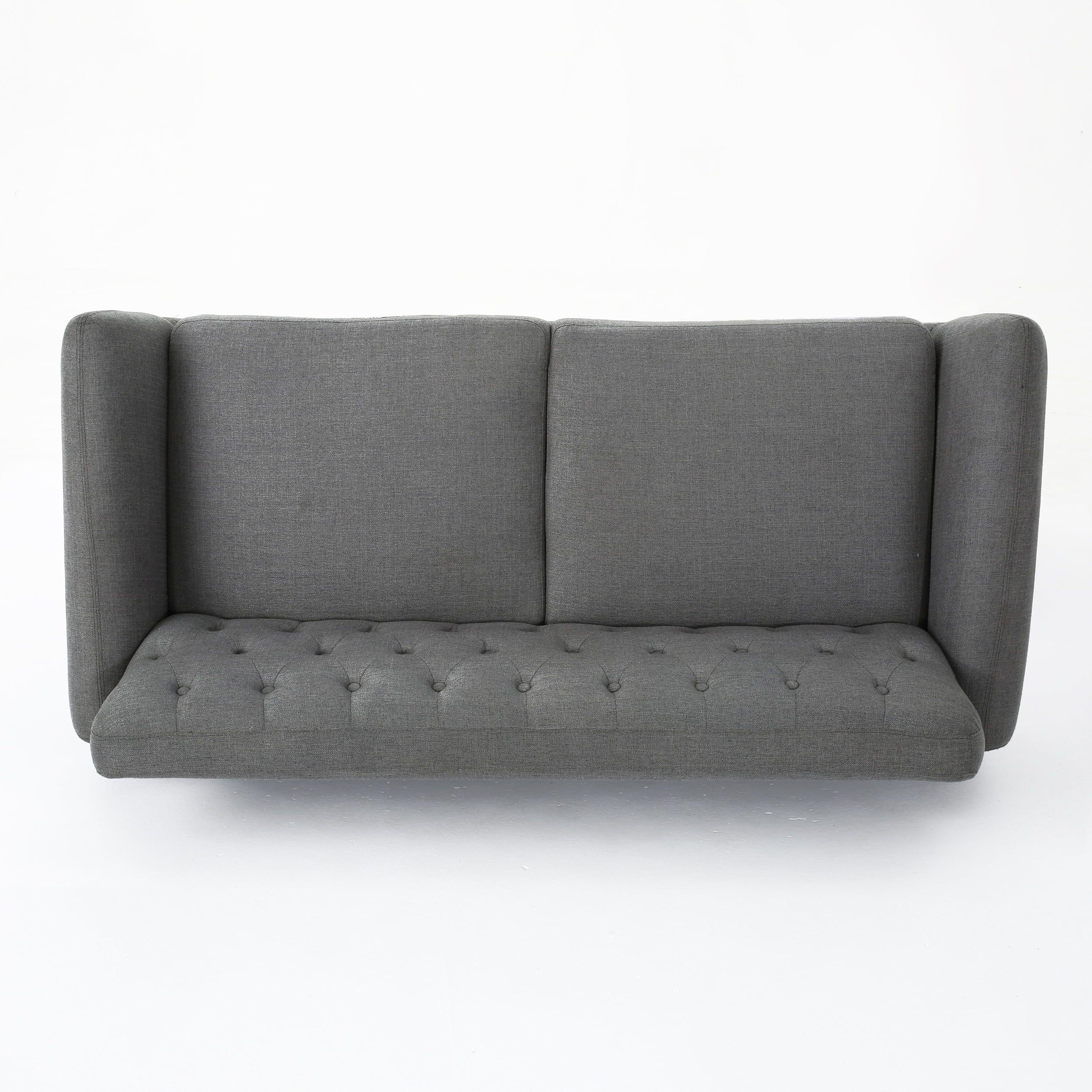 Noble House Amaro Mid Century Modern Tufted Fabric Sofa, Dark Grey