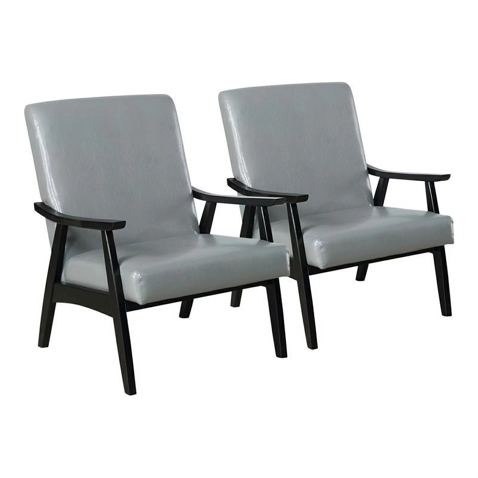 Furniture of America Kikee Wood Padded Accent Chair in Light Gray (Set of 2)