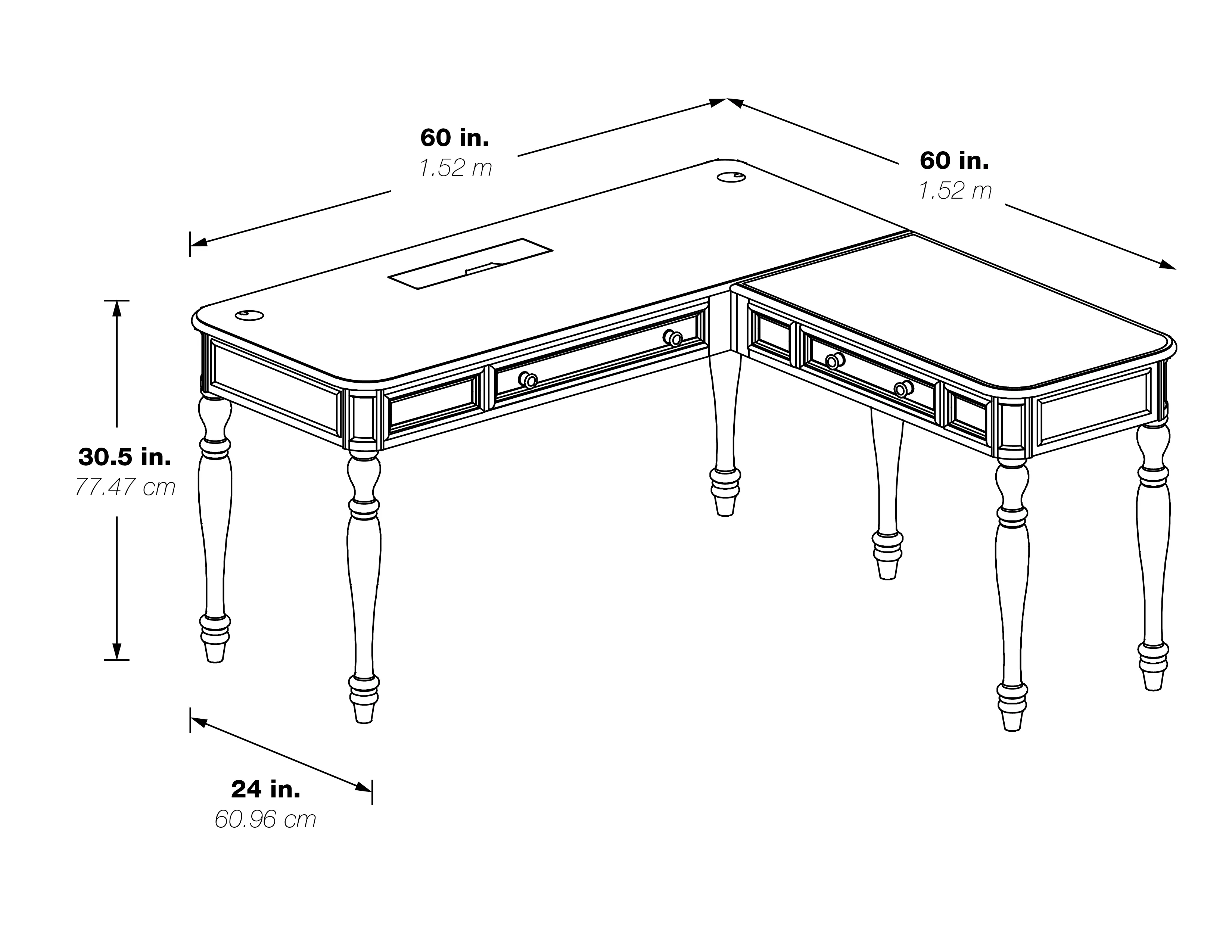 Country Meadows L-Shape Engineered Wood Desk with Power in Plantation Gray
