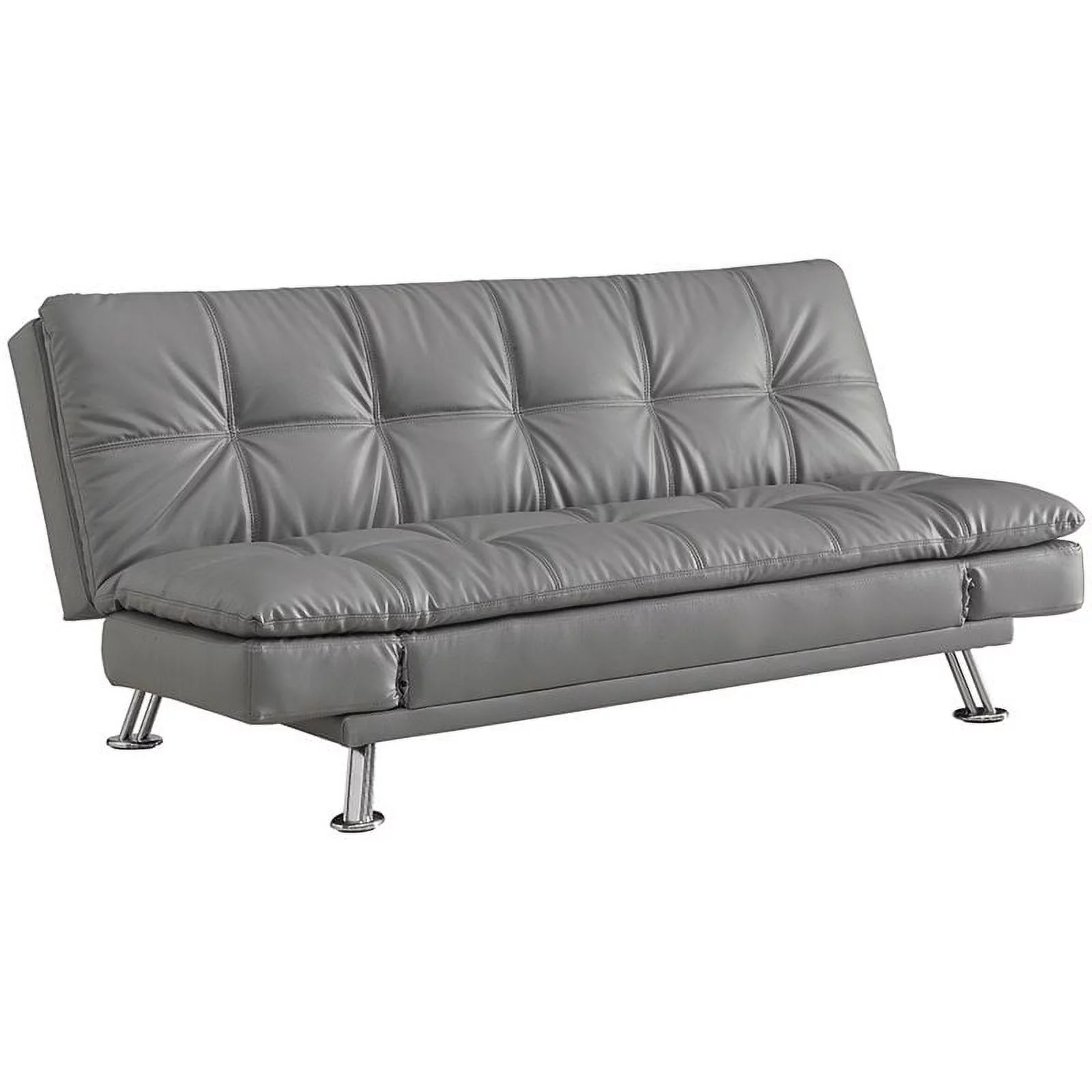 Kingfisher Lane Faux Leather Tufted Sleeper Sofa in Dark Gray