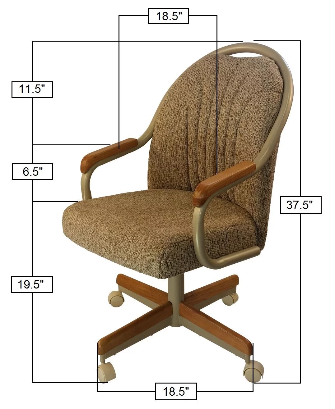 Caster Chair Company Britney Swivel Tilt Caster Arm Chair in Wheat Tweed Fabric