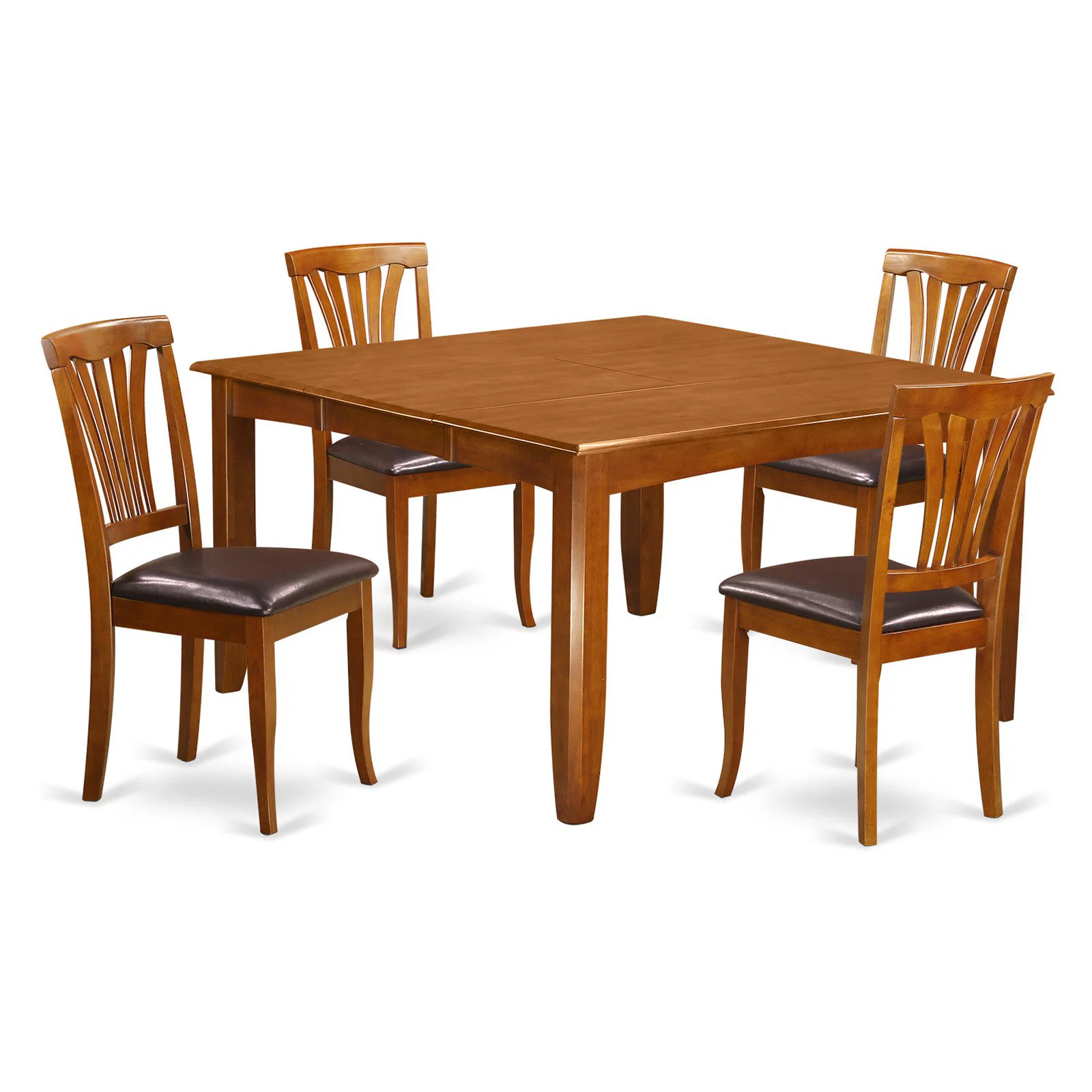 East West Furniture  5 Piece Dining Room Table Set- A Square Kitchen Table and 4 Dining Chairs, Black & Cherry(Seat Options) Wood Seat PFAV5-BCH-W