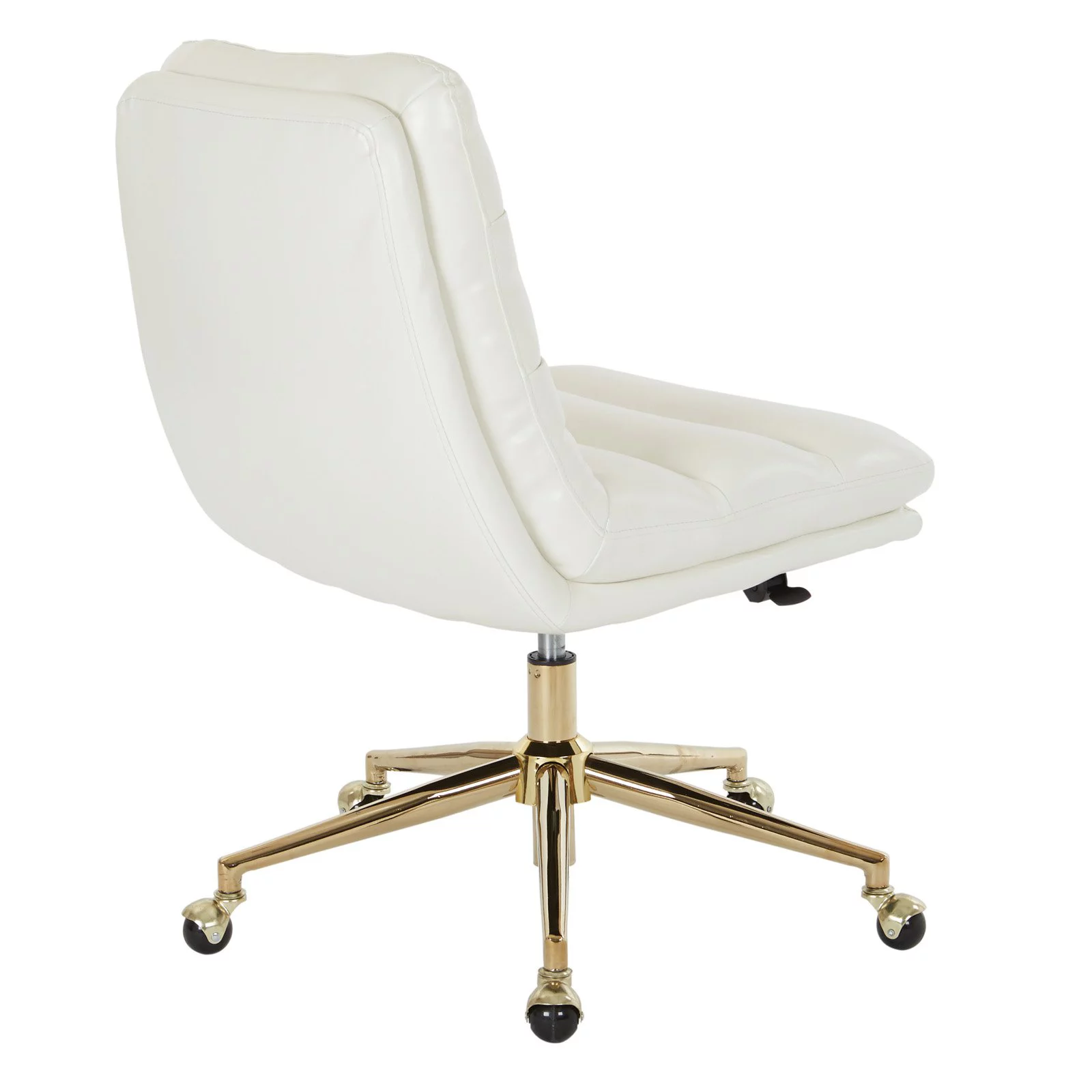 OSP Home Furnishings Legacy Office Chair in Deluxe White Faux Leather with Gold Base
