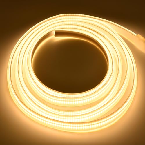 SUYOOULIN LED Strip Lights, 30ft/9m AC110-130V High Density 2592 LEDs COB Light Strip, 26000LM Super Bright Dimmable Waterproof LED Rope Light (Cool White 6500K)