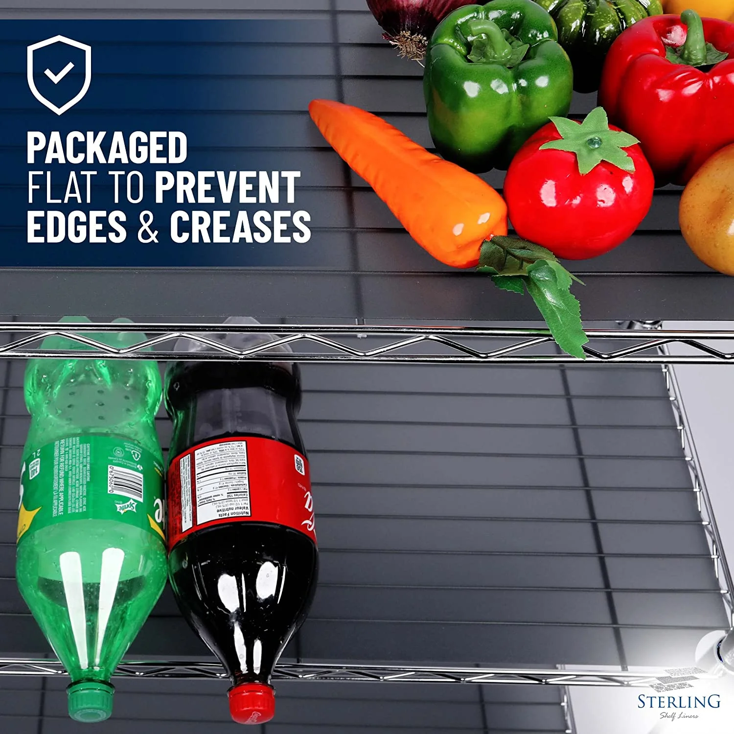 Sterling Shelf Liners - Set of 3 - Fits Sandusky Wire Shelves, Graphite, 14x24