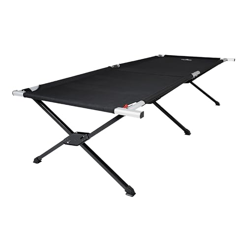 Teton Camping Cot with Patented Pivot Arm, Folding Camping Cot, Durable Heavy Duty Canvas, Comfortable Sleeping Bed for Adults, Portable