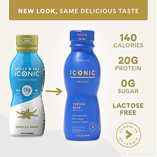 Iconic Protein Drinks, Chocolate Truffle (12 Pack) - Sugar Free & Low Carb - 20g Grass Fed Protein - Lactose Free, Gluten Free, Non-GMO, Kosher - Keto Friendly Protein Shakes