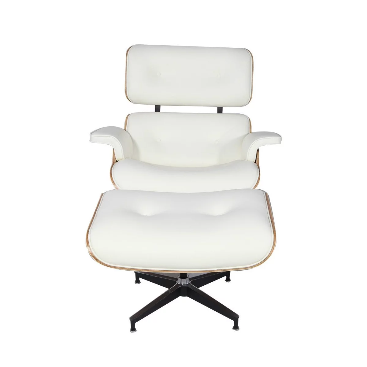 Mid Century Plywood Lounge Chair Lounge Chair and Ottoman Replica Italian Leather White Palisander