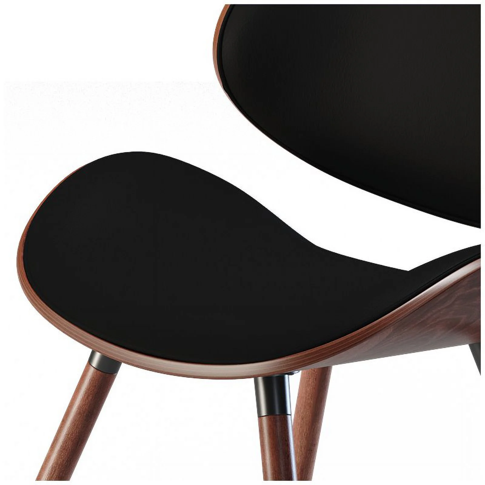 Pemberly Row Mid-Century Modern Faux Leather Dining Chair in Black