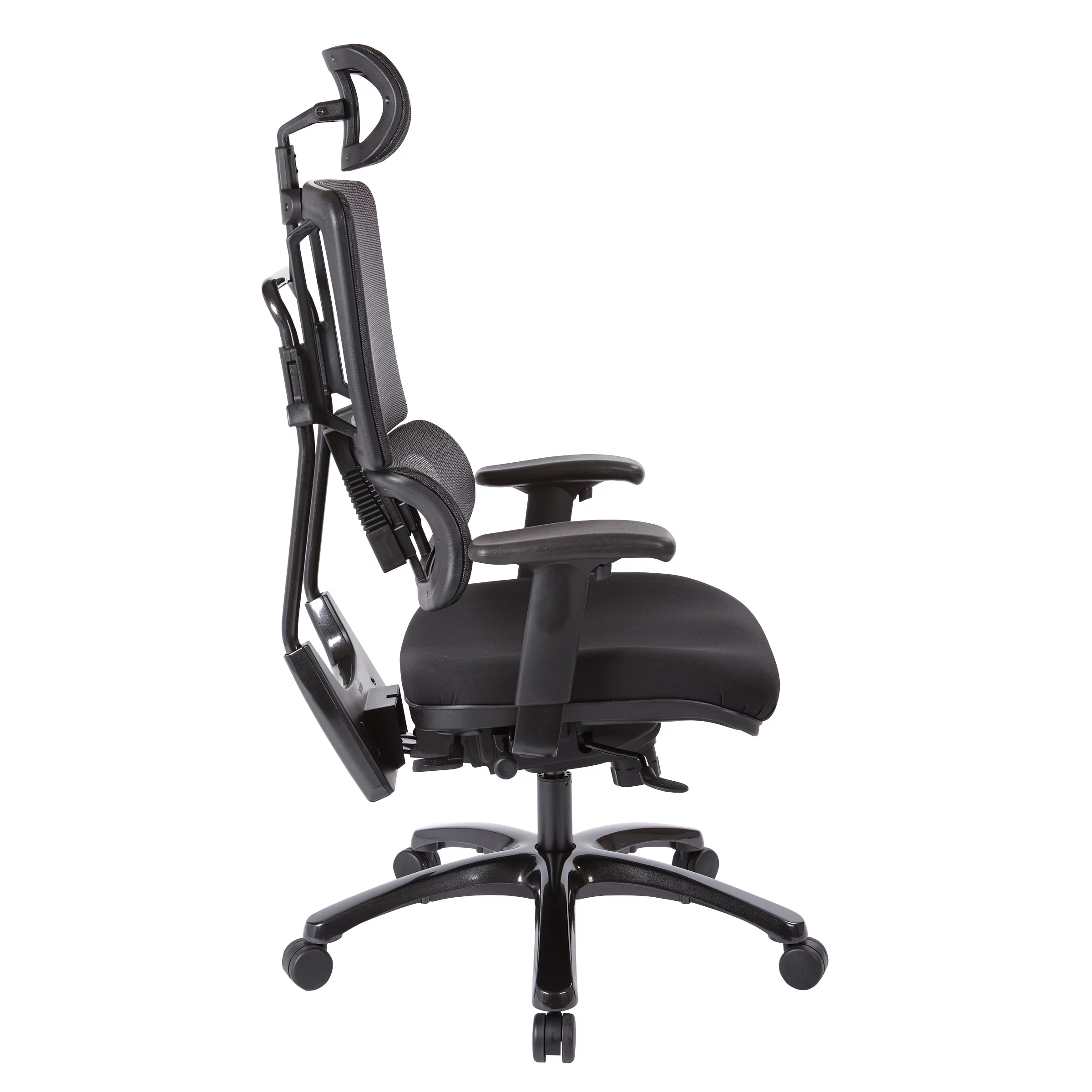 Office Star Products Vertical Black Mesh Back Chair with Shiny Black Base and Coal Free Flex Fabric with headrest
