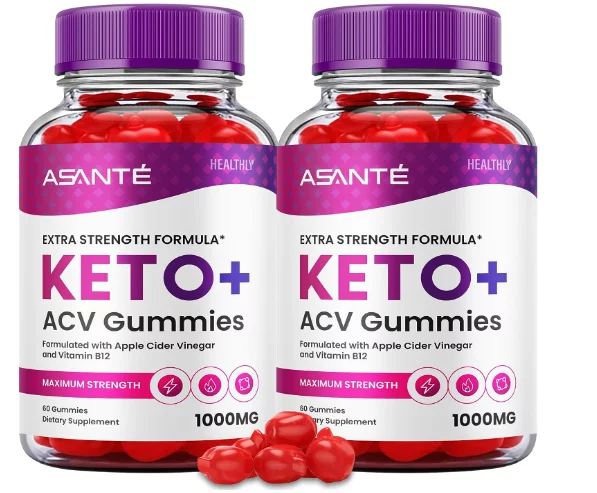 (2 Pack) Asante Keto ACV Gummies for Weight Loss Apple Cider Vinegar Vitamin B12 (120 Gummies)