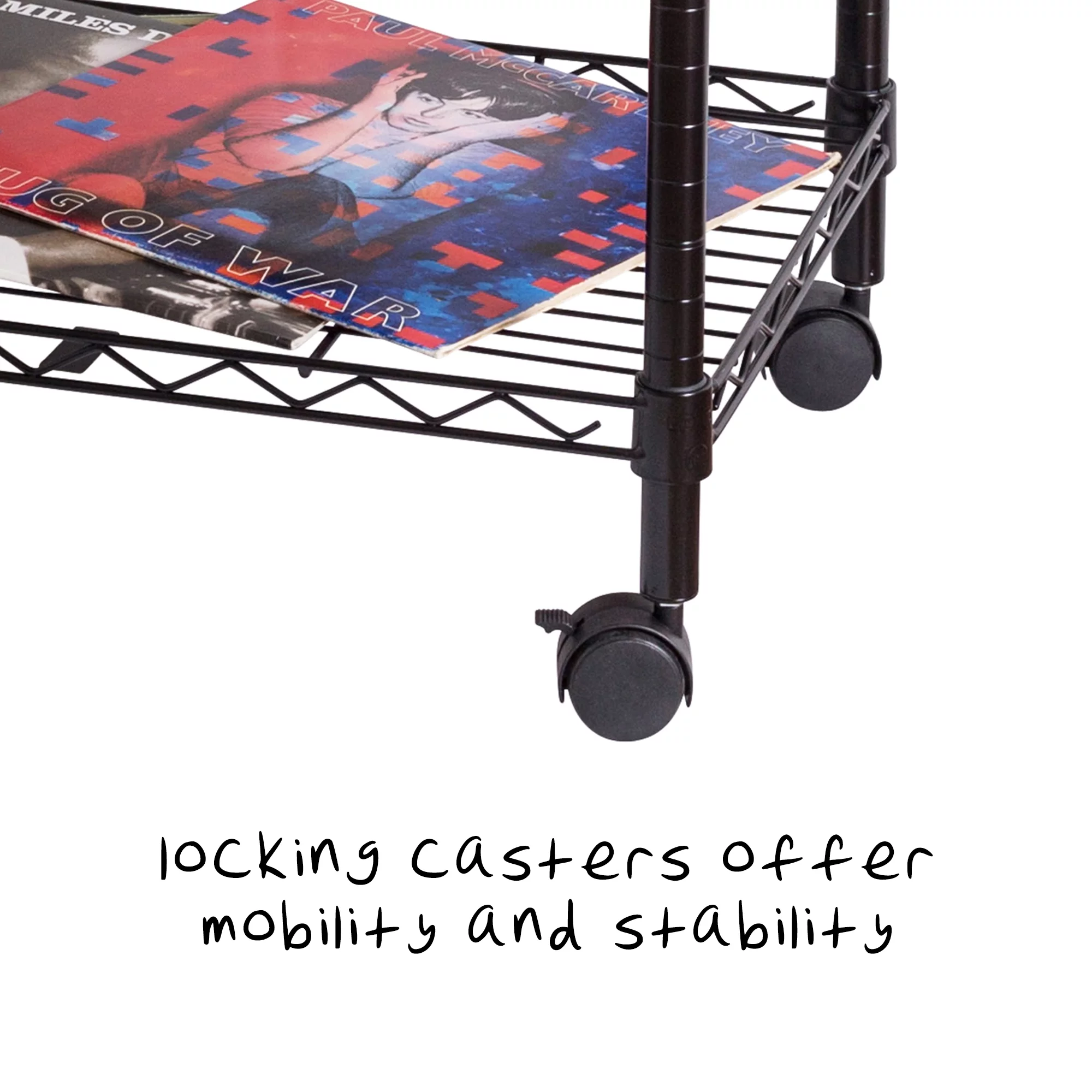 Honey-Can-Do 3-Tier Metal Rolling Adjustable Media Cart, Black