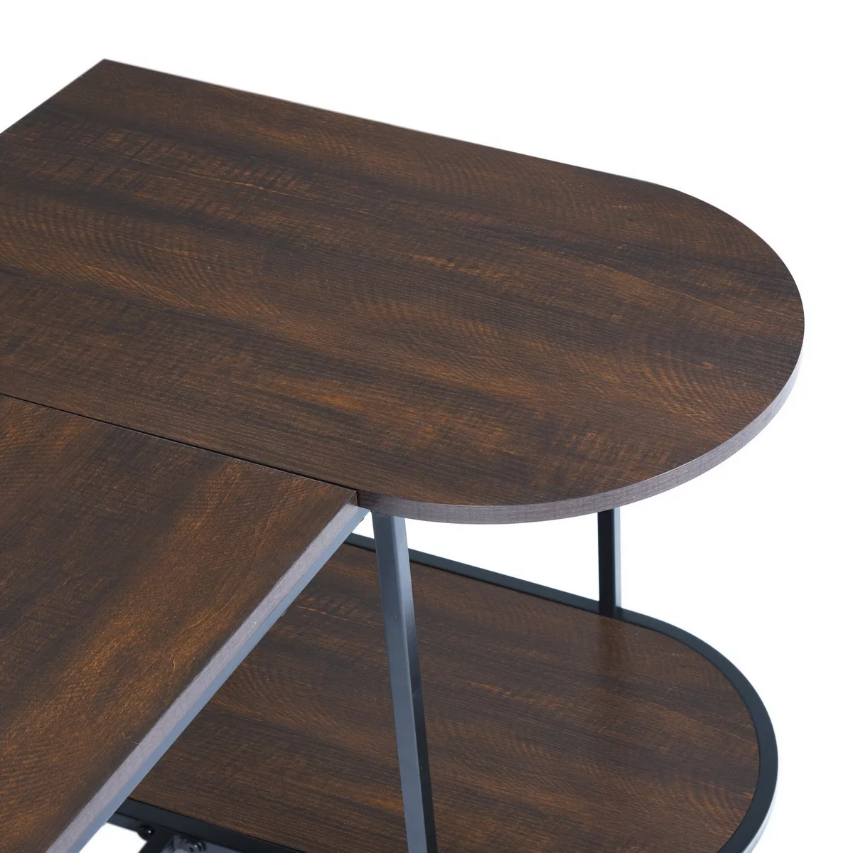 HouseInBox 47.2'' Modern Industrial Style Rectangular Wood Grain Top Coffee Table with Metal Frame