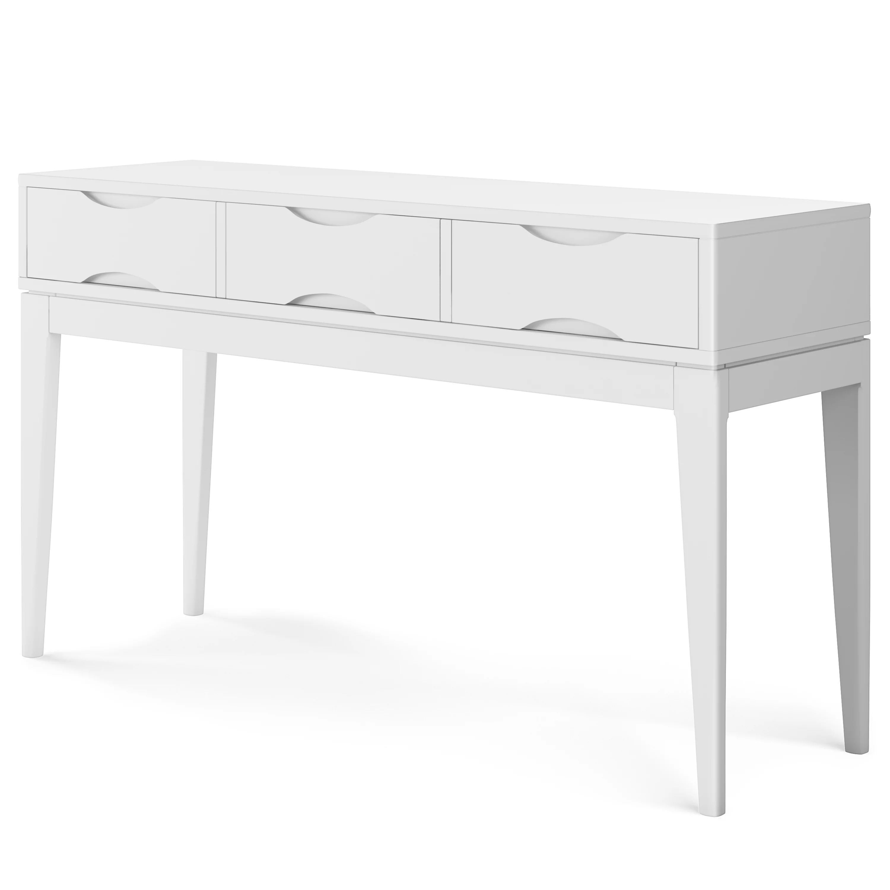Simpli Home Harper Solid Hardwood 54 inch Wide Mid Century Modern Console Sofa Table in White