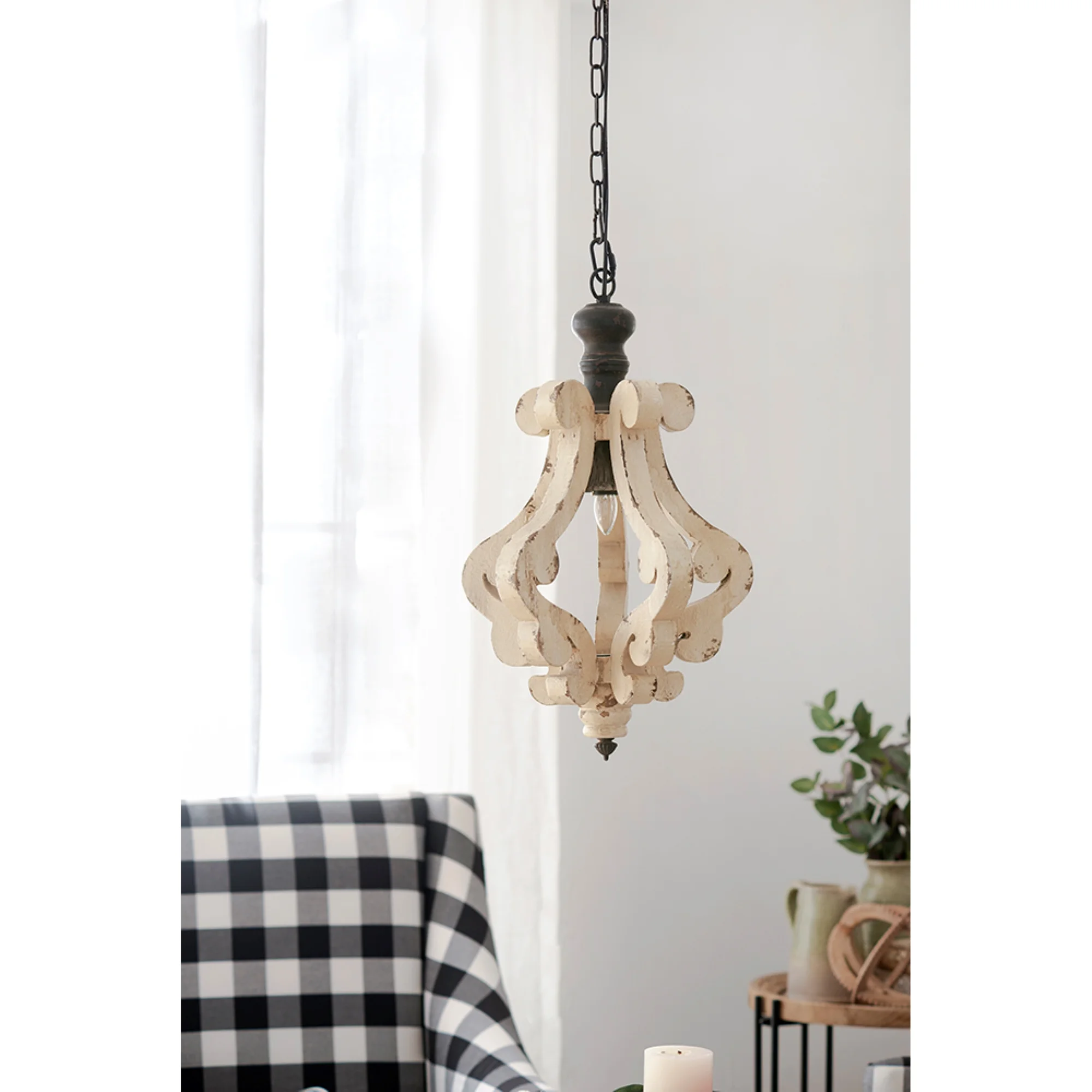 CC Home Furnishings Distressed Antique 1-Light Chandelier - 84